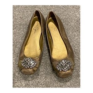 Jessica Simpson Gold Jeweled Ballet Flats sz 8